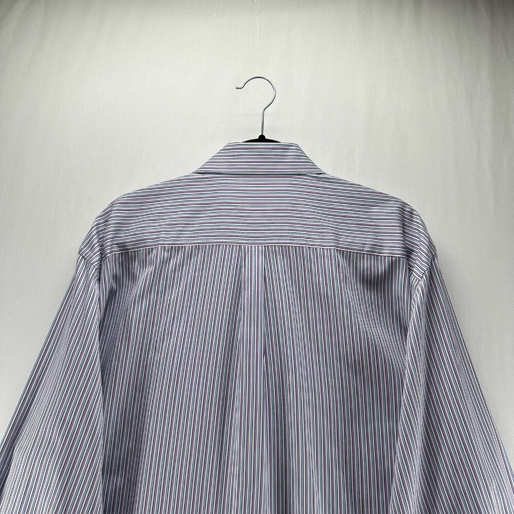 Peter Millar Button Up Shirt Mens XL Long Sleeve Preppy Stripe White Blue Purple - Picture 5 of 10
